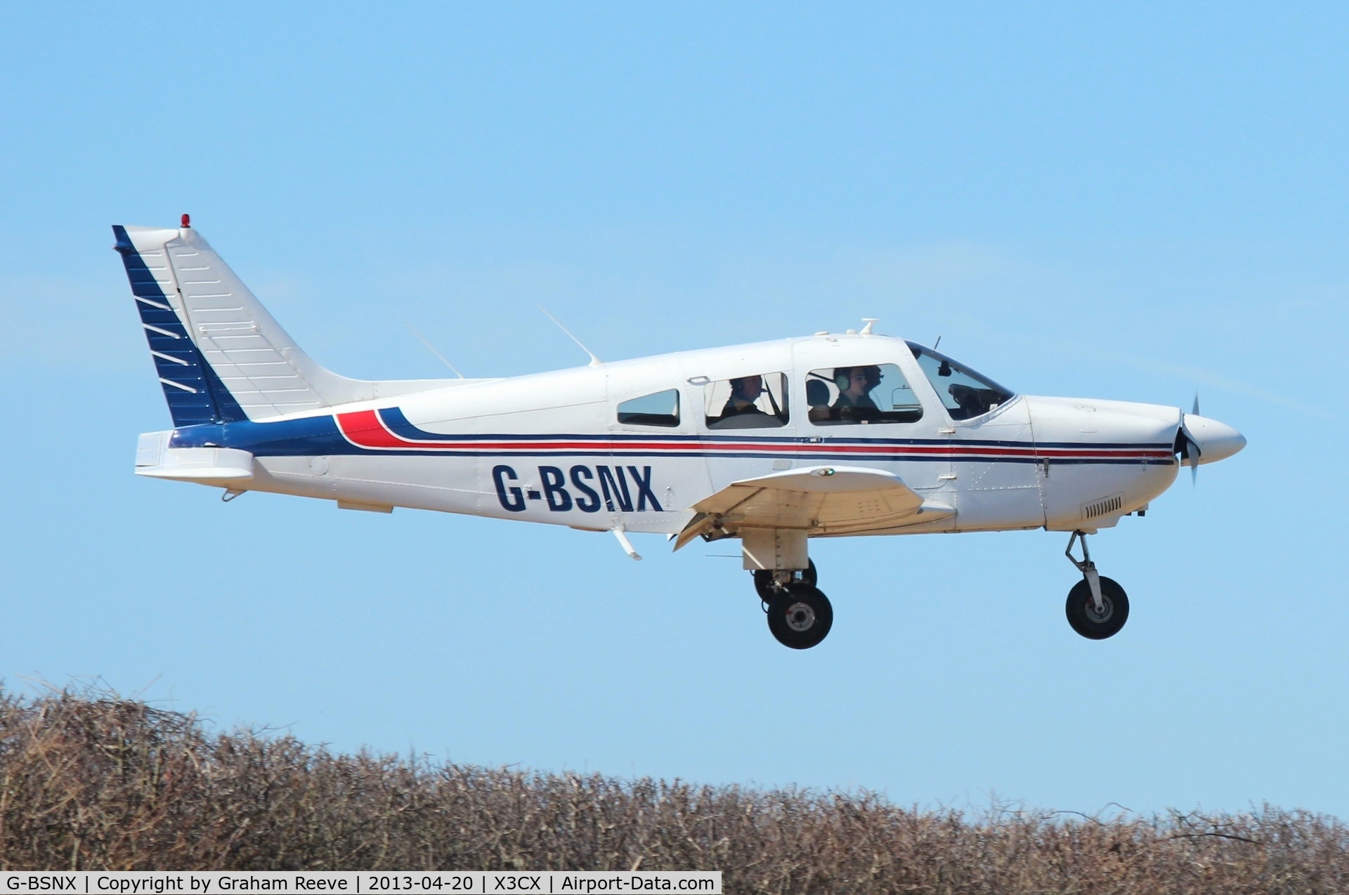G-BSNX, 1979 Piper PA-28-181 Cherokee Archer II C/N 28-7990311, About to touch down at Northrepps.