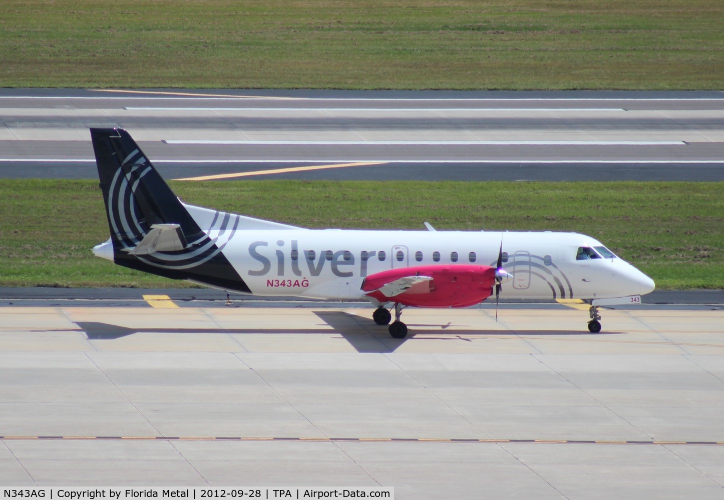 N343AG, 1998 Saab 340B C/N 340B-443, Silver Saab 340