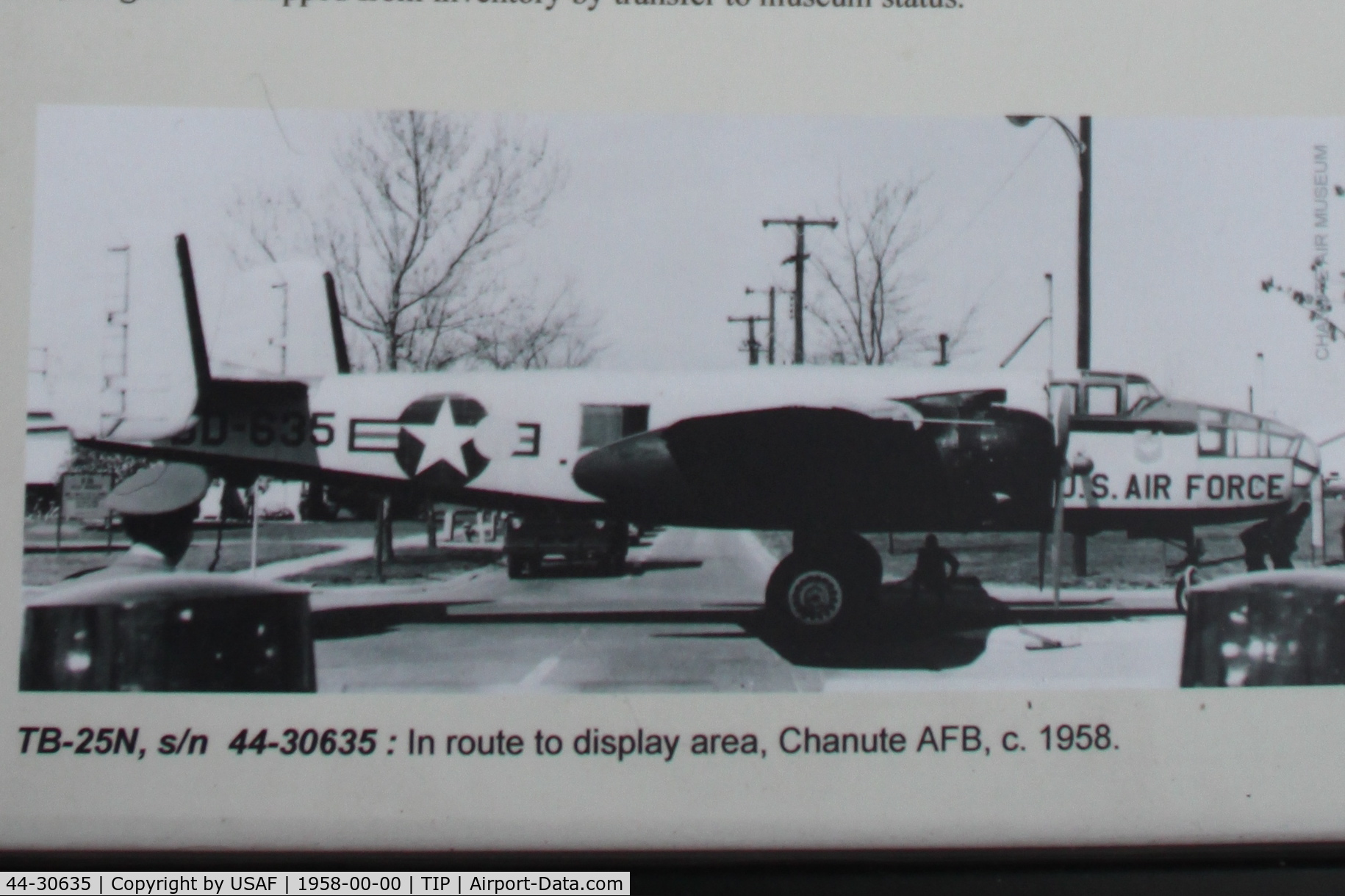 44-30635, 1944 North American TB-25N-25/27-NC Mitchell C/N 108-33910, Old photo at the museum