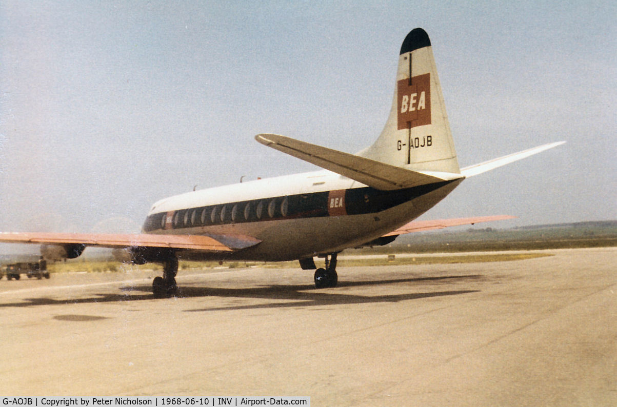 G-AOJB, 1956 Vickers Viscount 802 C/N 151, Viscount 802 of British European Airways as seen at Inverness in the Summer of 1968.
