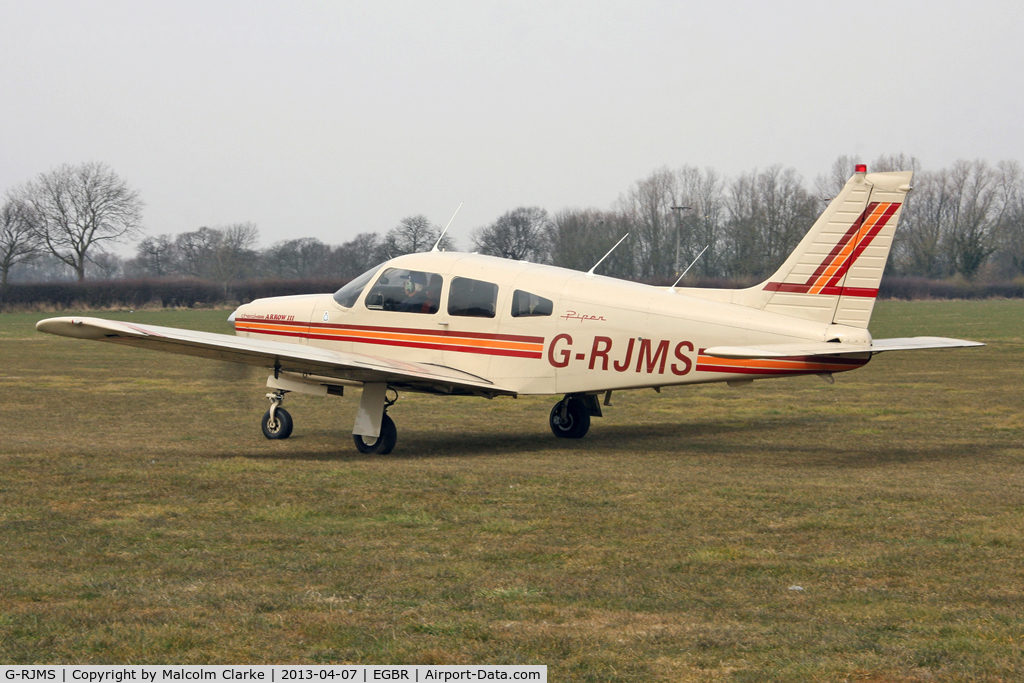 G-RJMS, 1978 Piper PA-28R-201 Cherokee Arrow III C/N 28R-7837059, Piper PA-28R-201 Arrow III at The Real Aeroplane Club's Spring Fly-In, Breighton Airfield, April 2013.