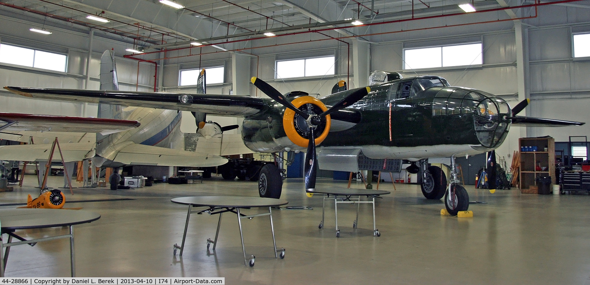 44-28866, 1944 North American B-25N Mitchell C/N 108-33191, This beautifully restored airworthy B-25 rests at the Champaign Aviation Museum.