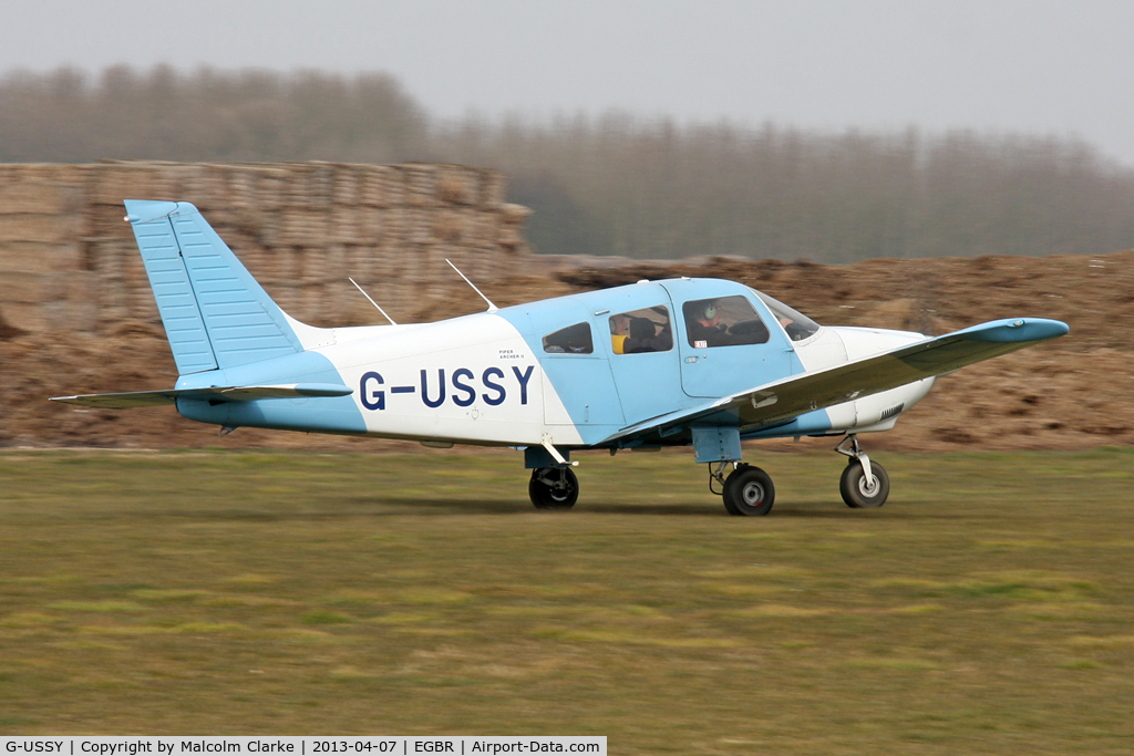 G-USSY, 1982 Piper PA-28-181 Cherokee Archer II C/N 28-8290011, Piper PA-28-181 Archer II at The Real Aeroplane Club's Spring Fly-In, Breighton Airfield, April 2013.