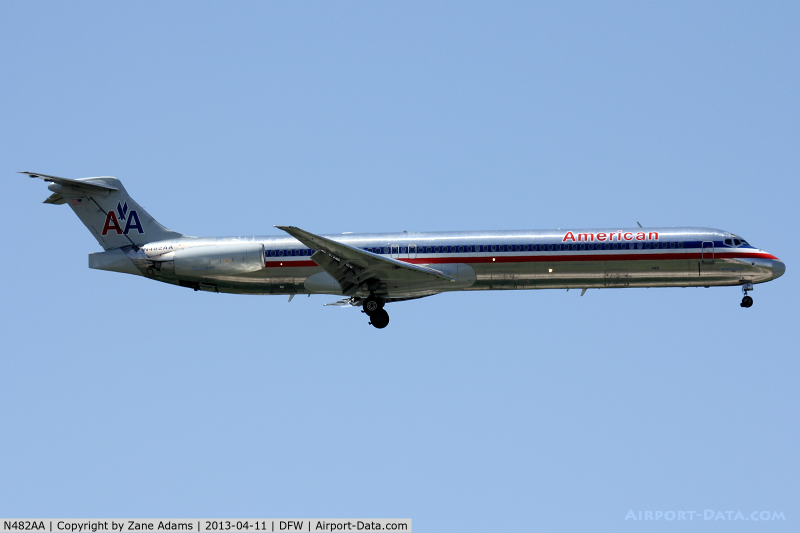 N482AA, 1988 McDonnell Douglas MD-82 (DC-9-82) C/N 49675, Landing at DFW Airport
