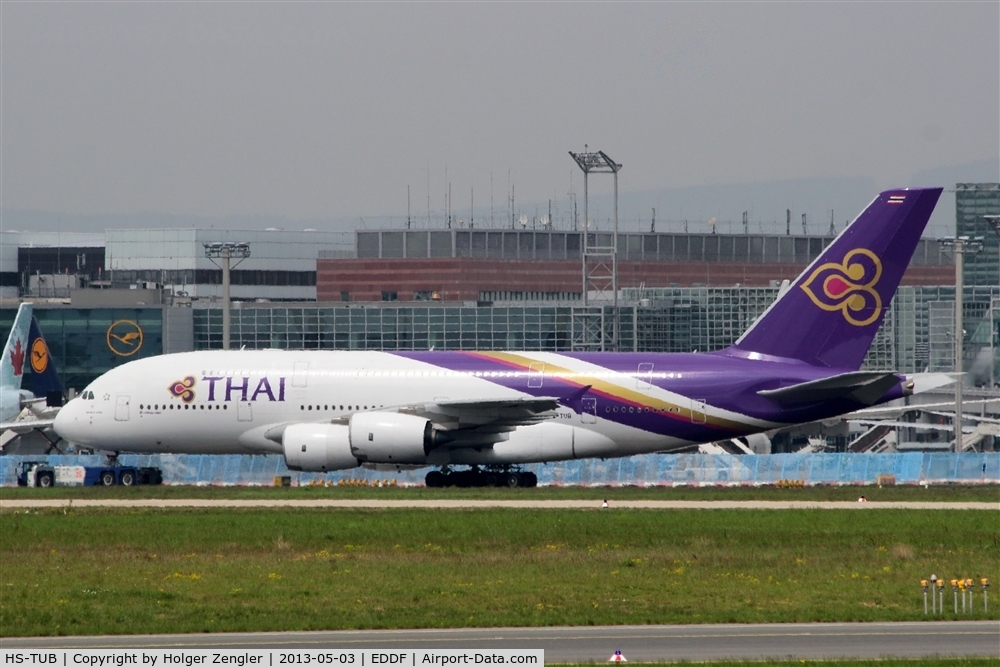 HS-TUB, 2012 Airbus A380-841 C/N 093, No.2 of Thai Airways A 380 equipment passes by......