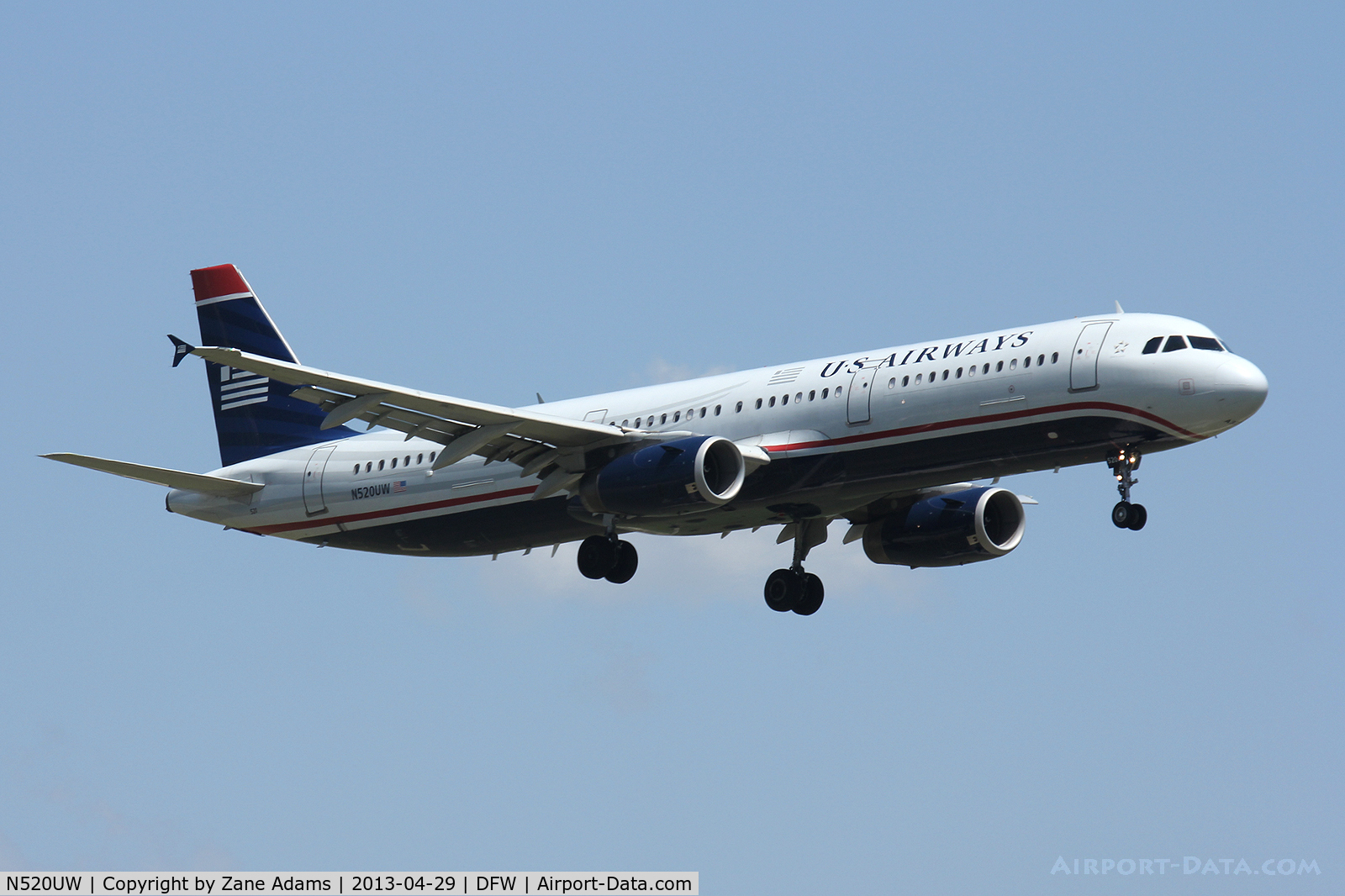N520UW, 2009 Airbus A321-231 C/N 3924, US Airways landing at DFW Airport