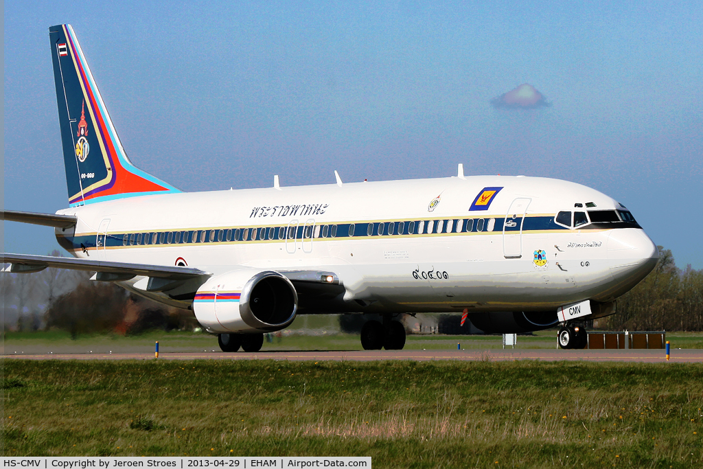 HS-CMV, 1995 Boeing 737-4Z6 C/N 27906, royal visiter at Amsterdam for the new dutch King