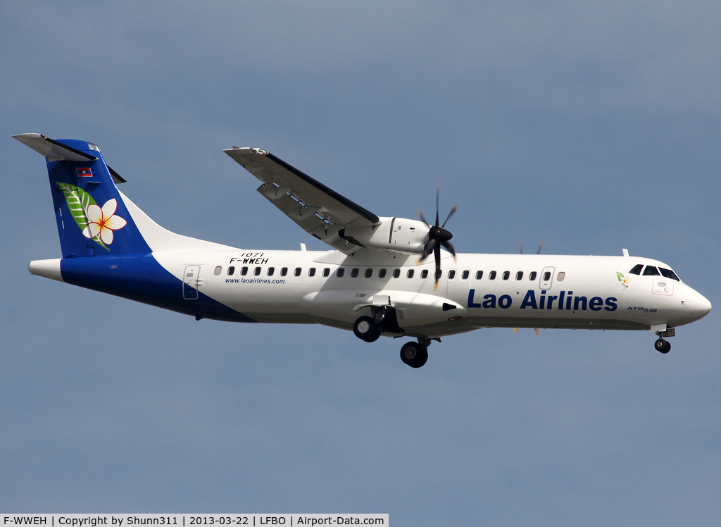 F-WWEH, 2013 ATR 72-600 (72-212A) C/N 1071, C/n 1071 - To be RPDL-34233 - W/o 2013-10-16 in Mekong river due to bad weather... 44/44 dead