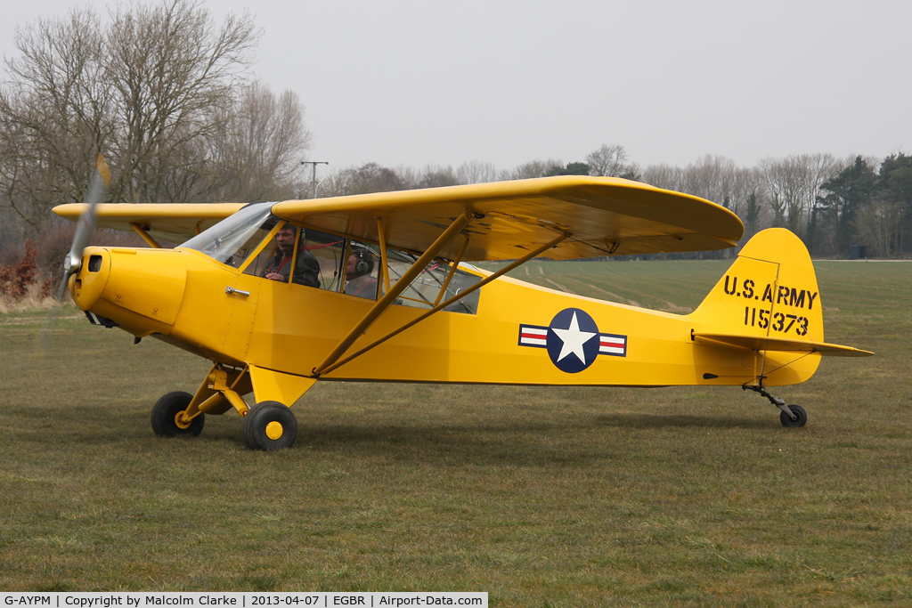 G-AYPM, 1951 Piper L-18C Super Cub C/N 18-1373, Piper L-18C Super Cub  at The Real Aeroplane Club's Spring Fly-In, Breighton Airfield, April 2013.