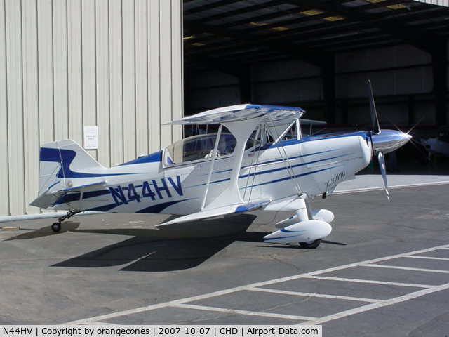 N44HV, 2003 Aviat Pitts S-2C Special C/N 6056, This photo was taken next to The Hanger Cafe at Chandler Airport CHC.