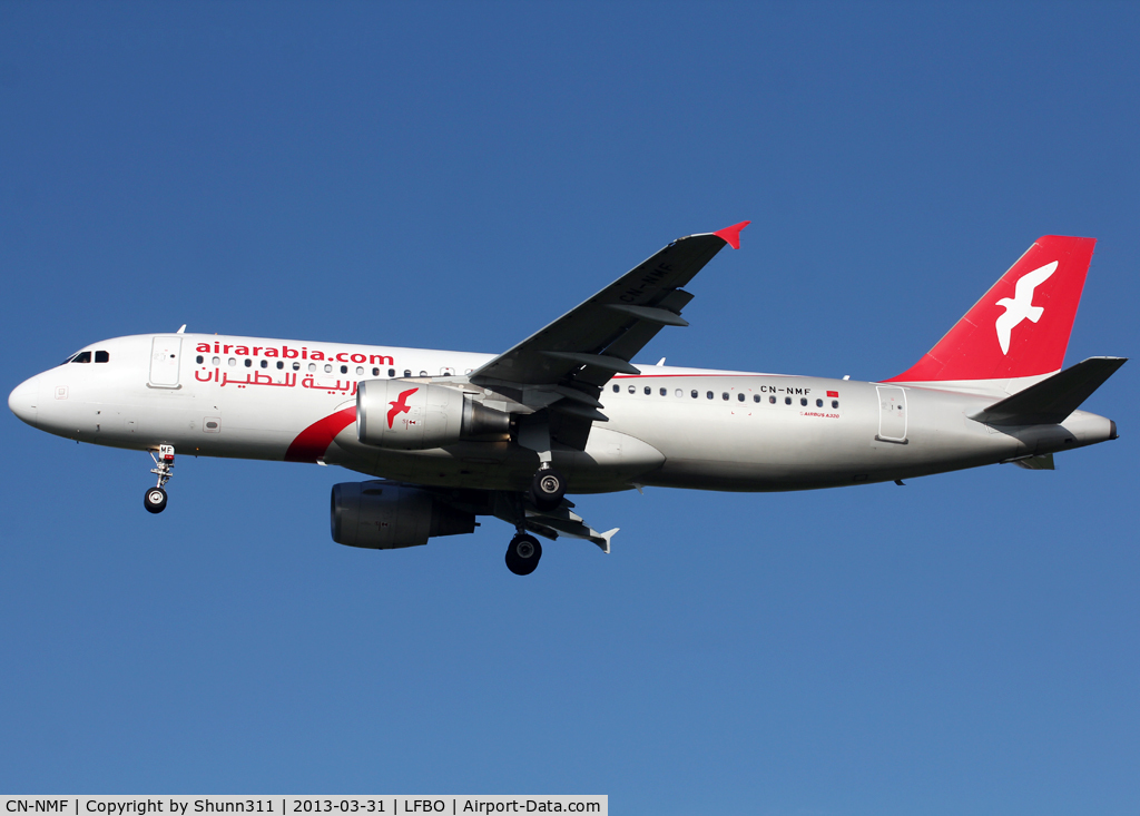 CN-NMF, 2010 Airbus A320-214 C/N 4539, Landing rwy 32L without 'Maroc' titles at the rear of the fuselage...