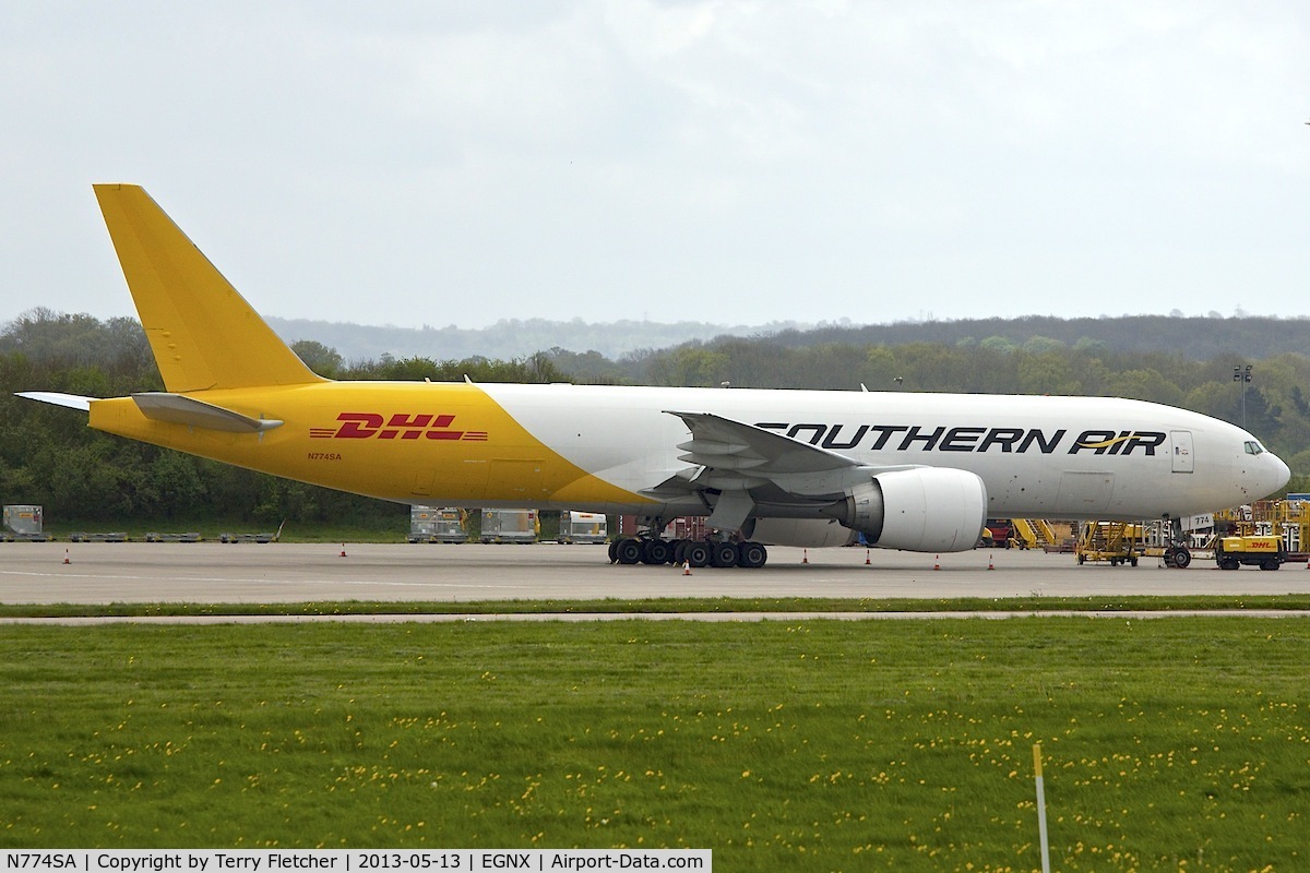 N774SA, 2010 Boeing 777-FZB C/N 37986, Southern Air / DHL's B777F at East Midlands with freight  flight   to/from Leipzig