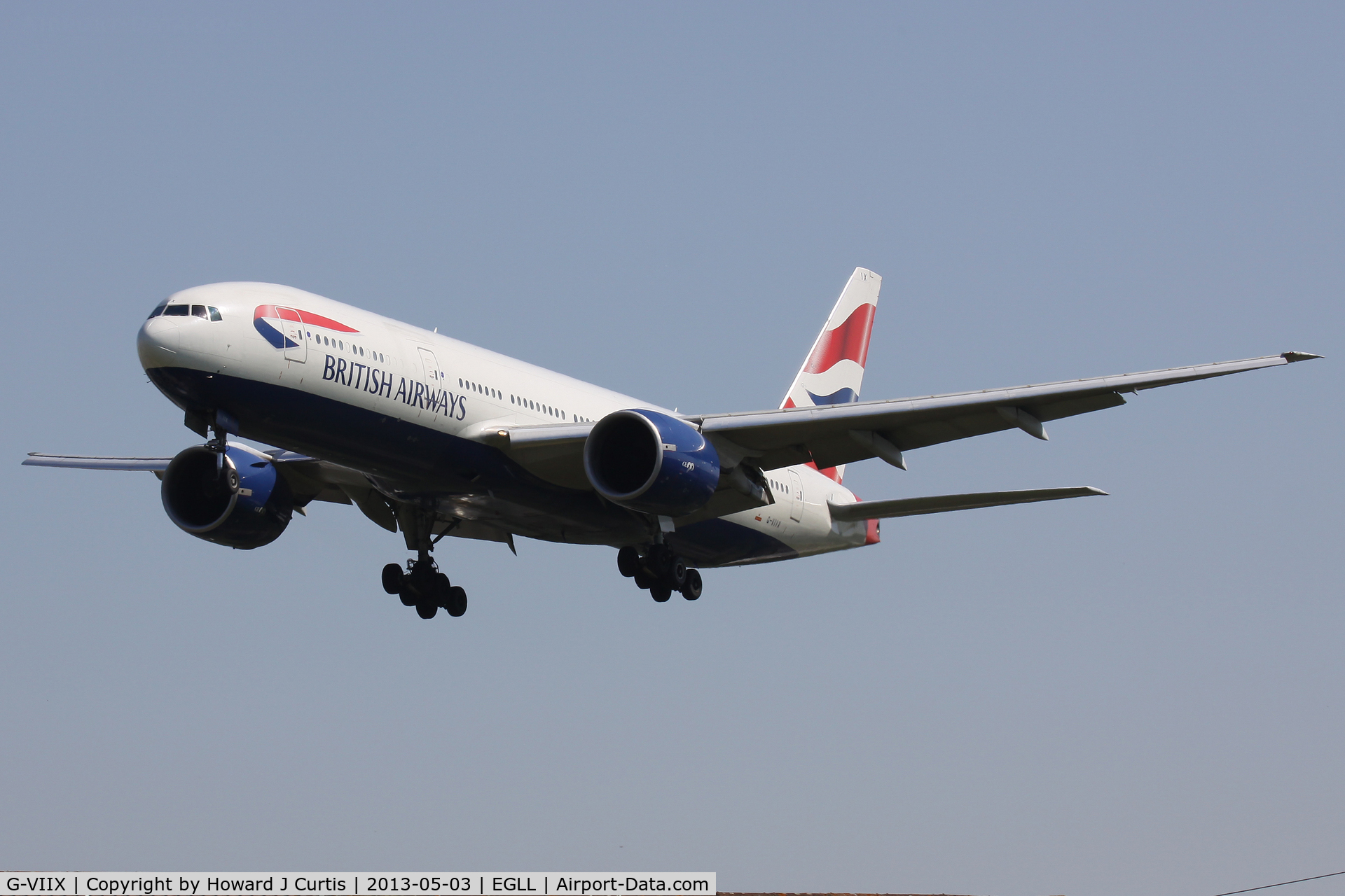 G-VIIX, 1999 Boeing 777-236 C/N 29966, British Airways, on approach to runway 27L.