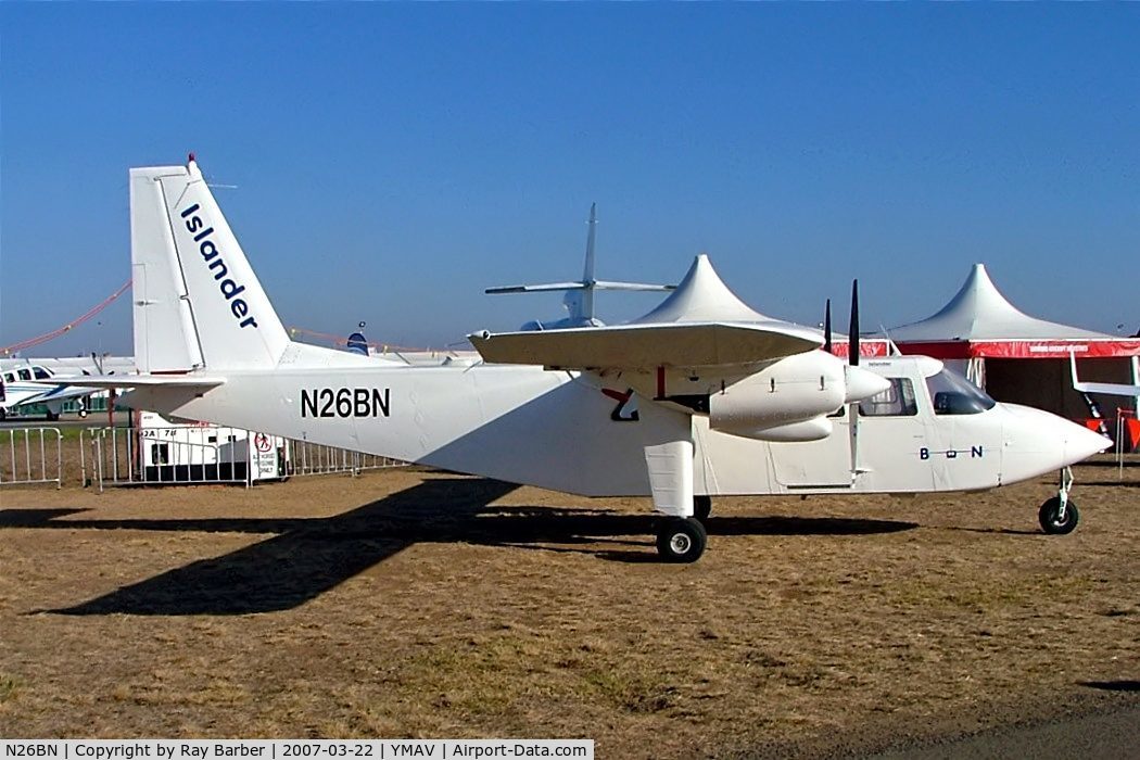 N26BN, 1989 Pilatus Britten-Norman BN-2B-26 Islander C/N 2217, N26BN   Britten-Norman BN-2B-26 Islander [2217] (B-N Group Ltd) Avalon~VH 22/03/2007