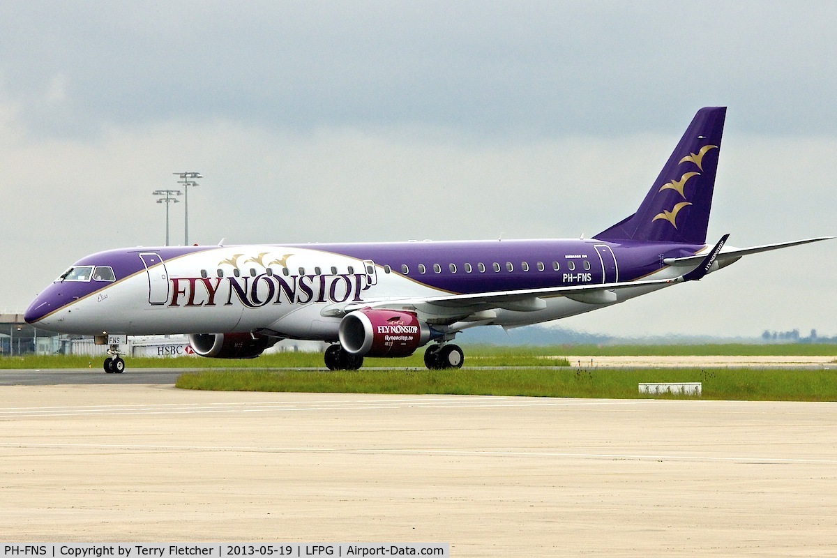 PH-FNS, 2013 Embraer 190LR (ERJ-190-100LR) C/N 19000616, FlyNonStop / Denim Air's 2013 Embraer ERJ 190-200 IGW, c/n: 1900616 at Paris CDG