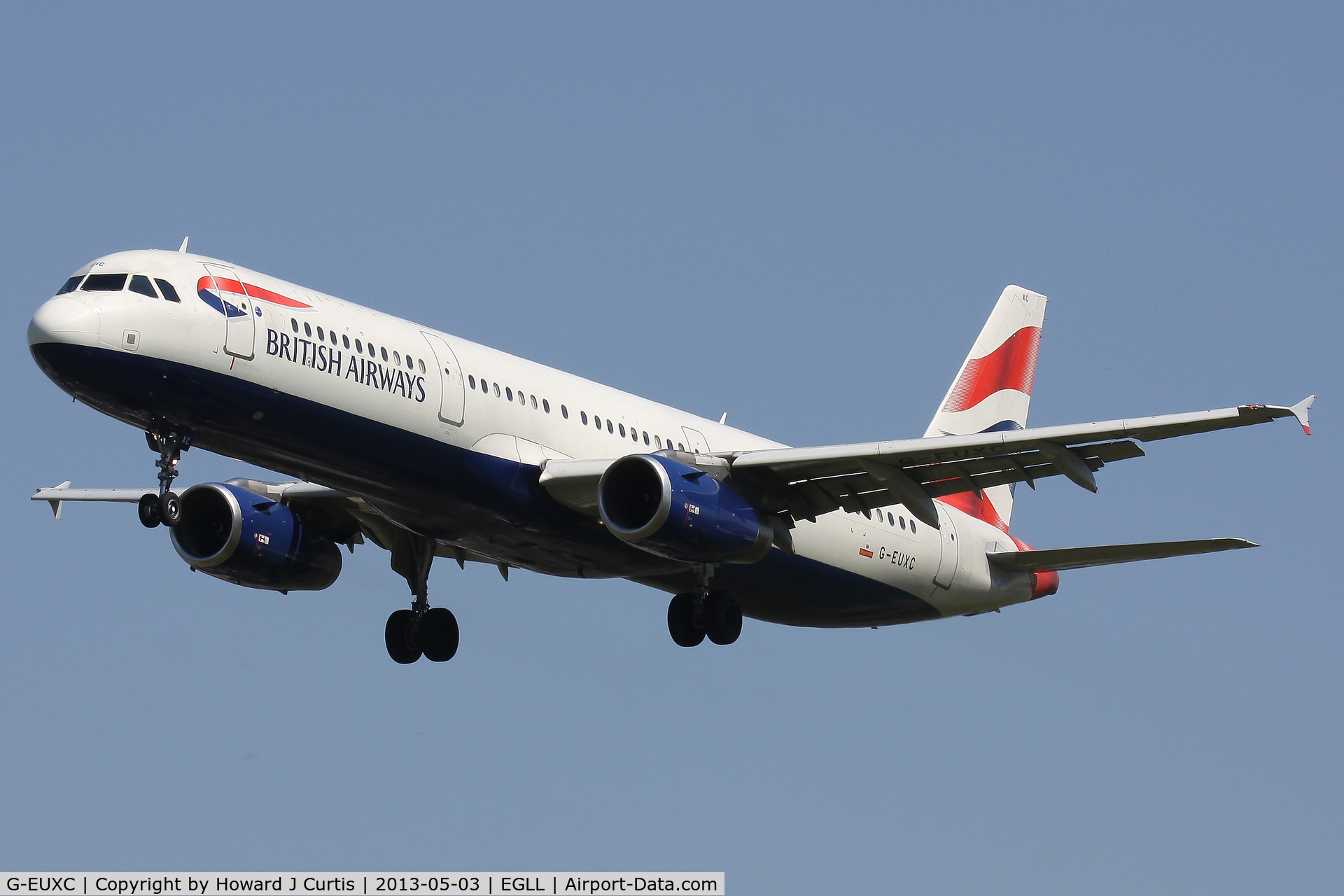 G-EUXC, 2004 Airbus A321-231 C/N 2305, British Airways, on approach to runway 27L.