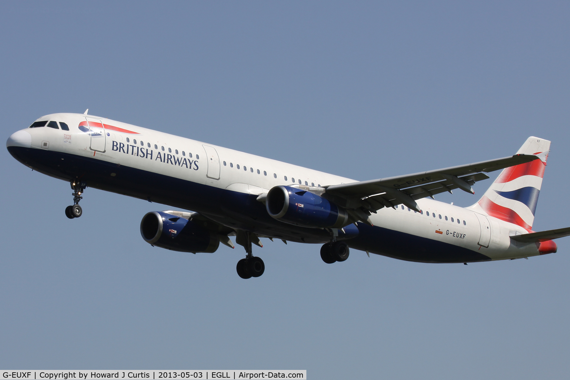 G-EUXF, 2004 Airbus A321-231 C/N 2324, British Airways, on approach to runway 27L.