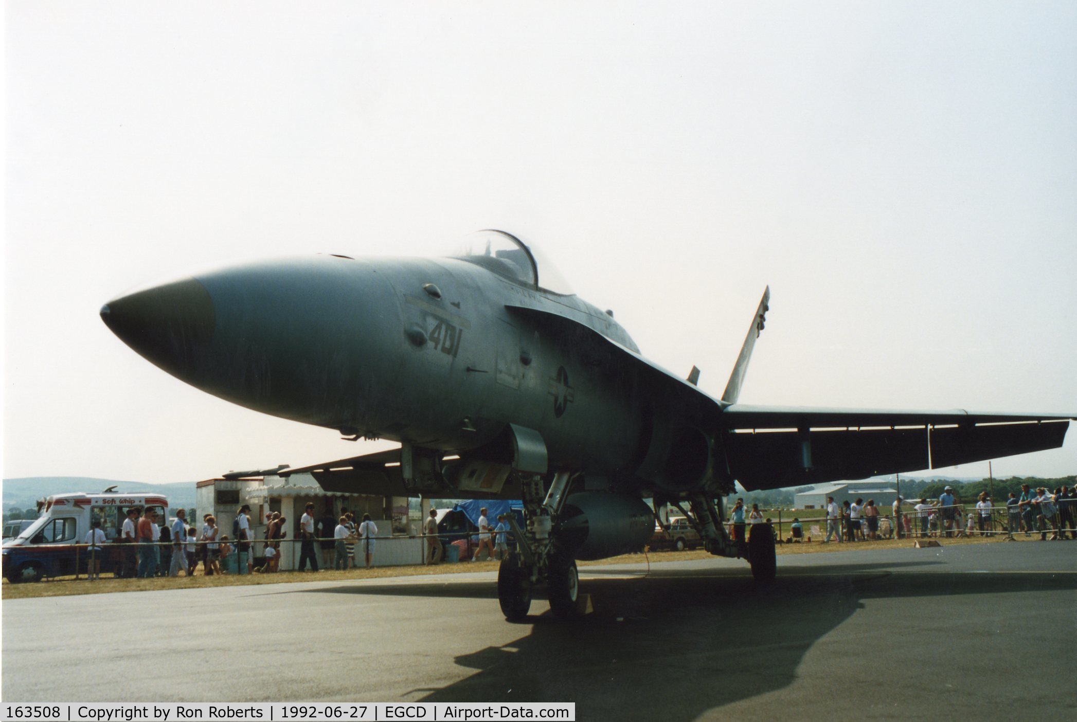 163508, 1988 McDonnell Douglas F/A-18C Hornet C/N 0754/C060, Woodford Airshow.Flew up from the Mediterranean off the USS Saratoga