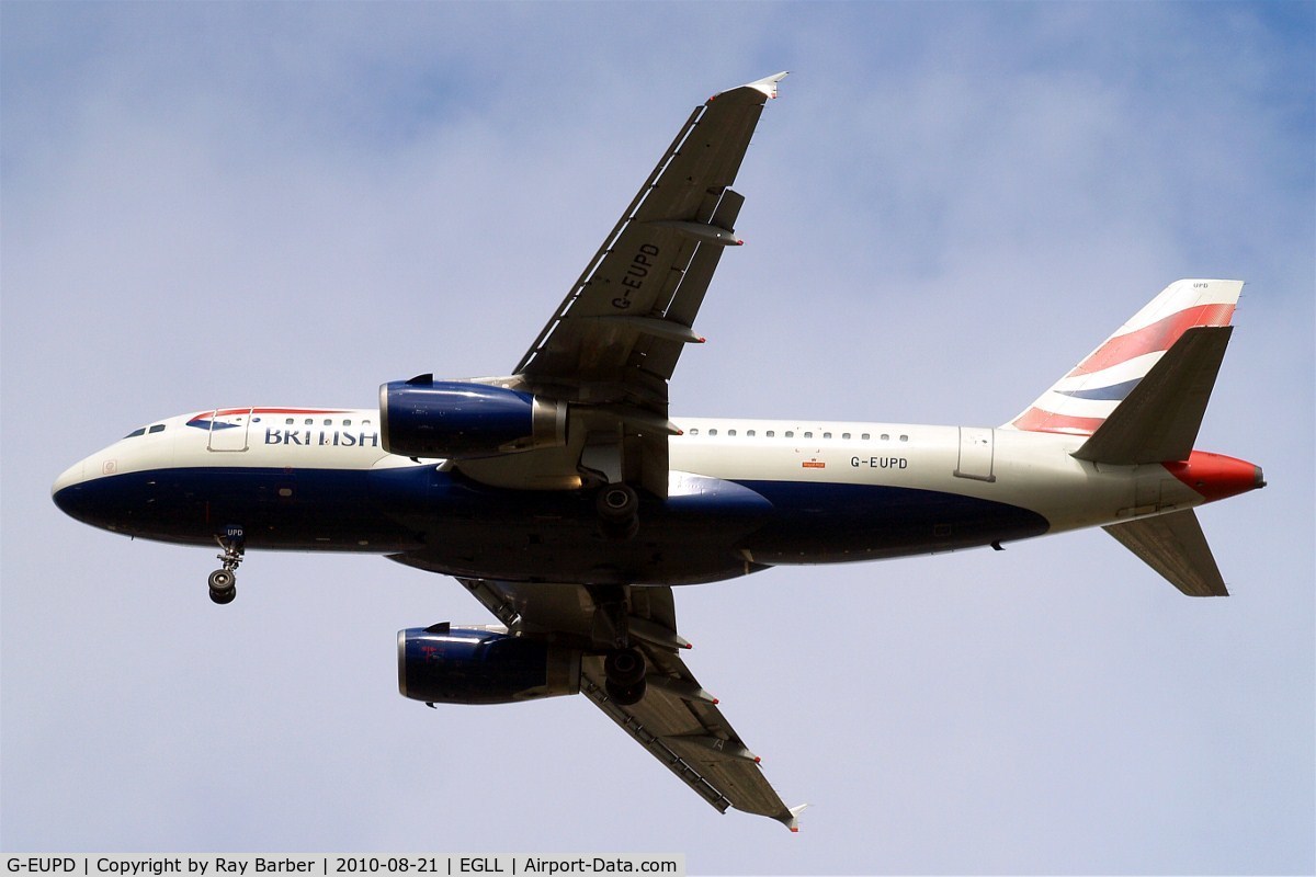 G-EUPD, 1999 Airbus A319-131 C/N 1142, Airbus A319-131 [1142] (British Airways) Home~G 21/08/2010. On approach 27R.