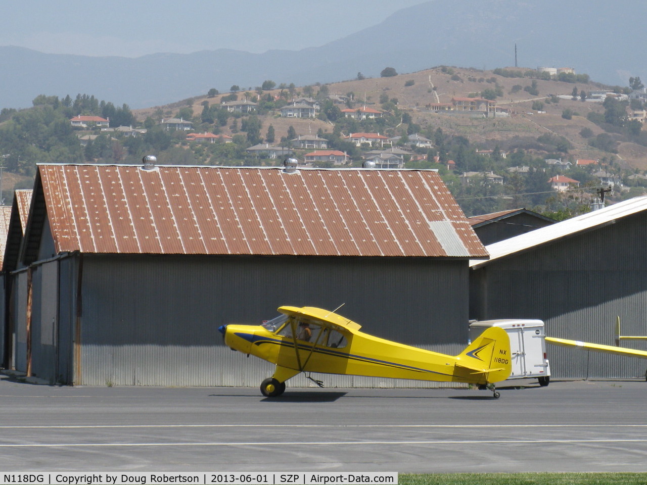 N118DG, 2008 Piper PA-18 Replica C/N 001, 2008 Ganzer XPA18, Continental O-200 100 Hp, taxi after landing Rwy 22