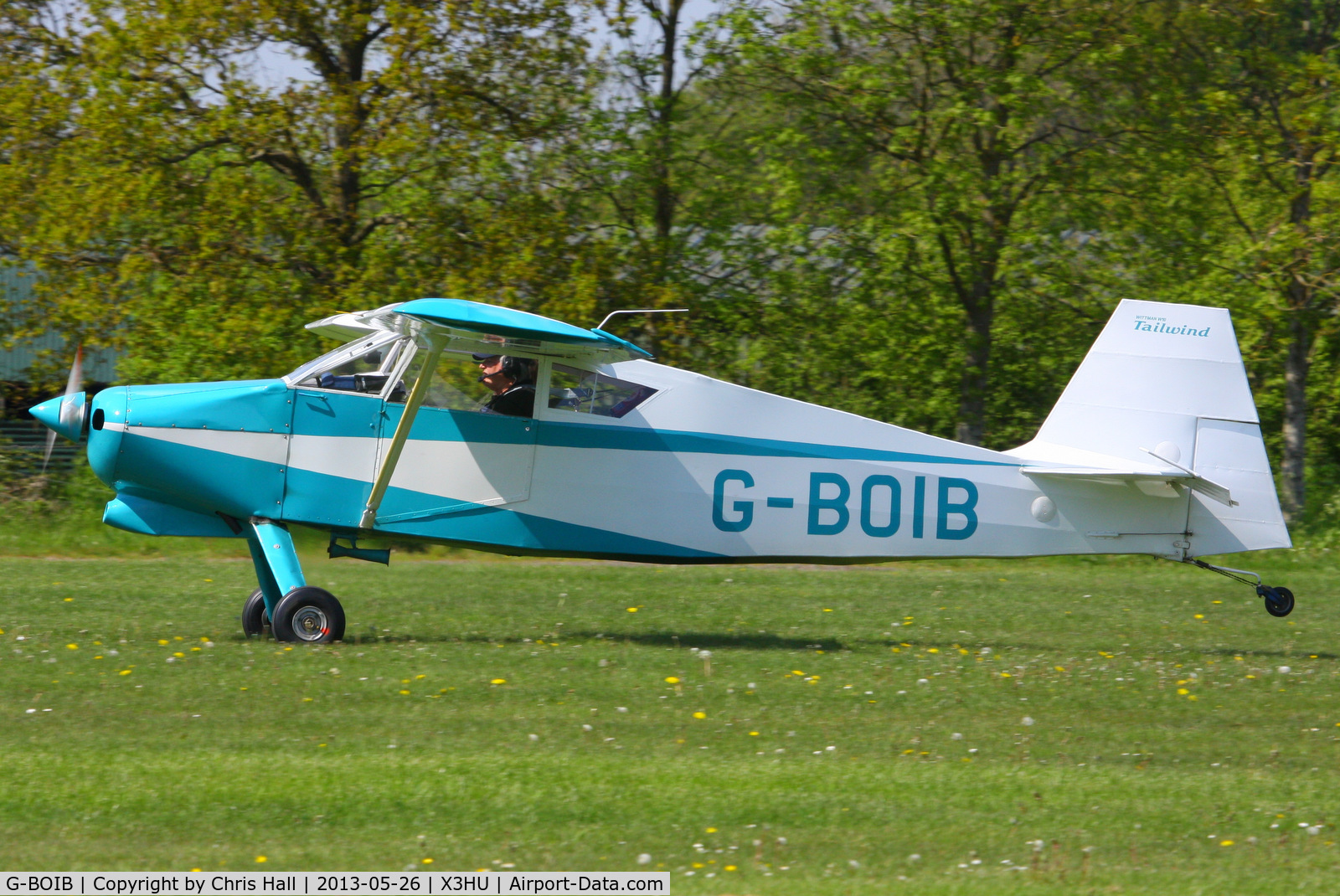 G-BOIB, 1997 Wittman W-10 Tailwind C/N PFA 031-10551, departing from Husbands Bosworth