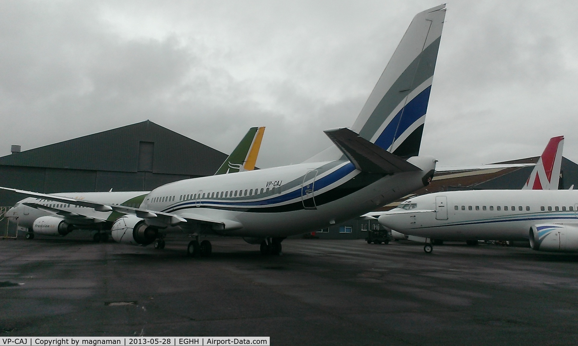 VP-CAJ, 1992 Boeing 737-505 C/N 24648, another at European apron - hurn