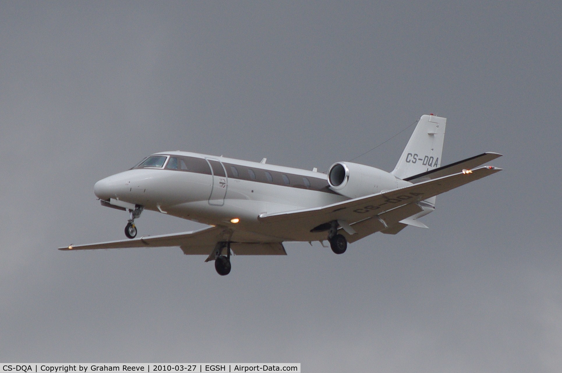 CS-DQA, 2008 Cessna 560XL Citation XLS C/N 560-5798, About to land at Norwich.