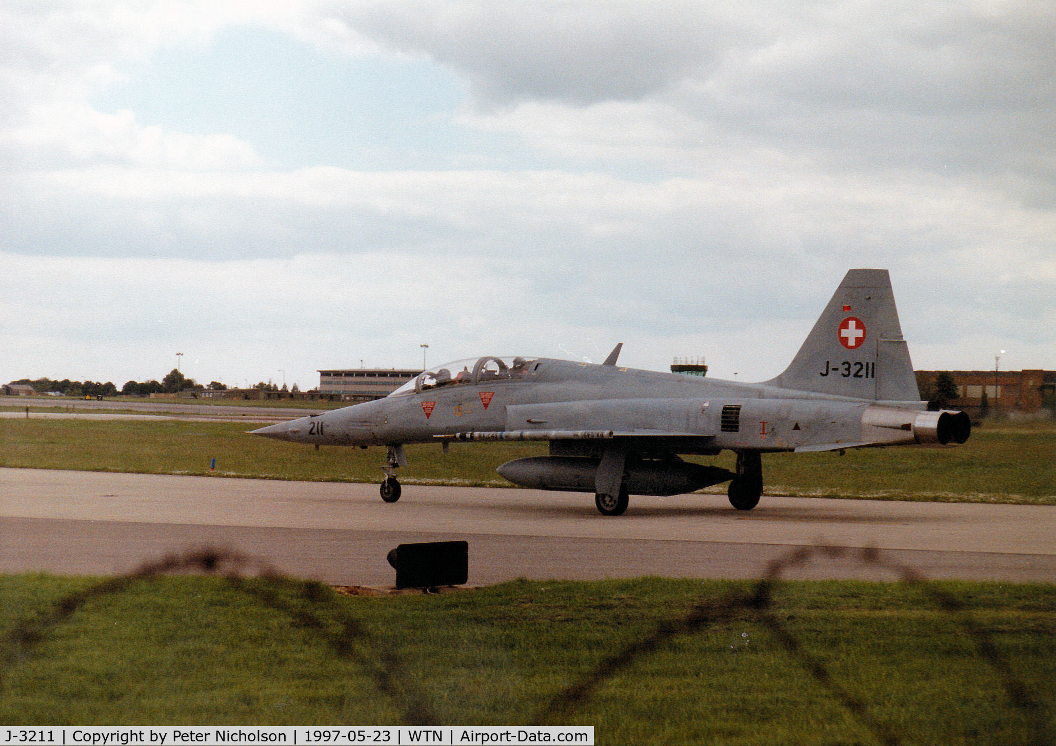 J-3211, 1981 Northrop F-5F Tiger II C/N M1011, F-5F Tiger II of the Swiss Air Force on a visit to RAF Waddington in May 1997.