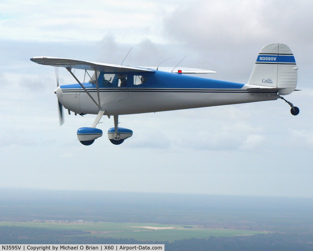 N3595V, 1948 Cessna 140 C/N 14863, 3595V inflight over Williston FL