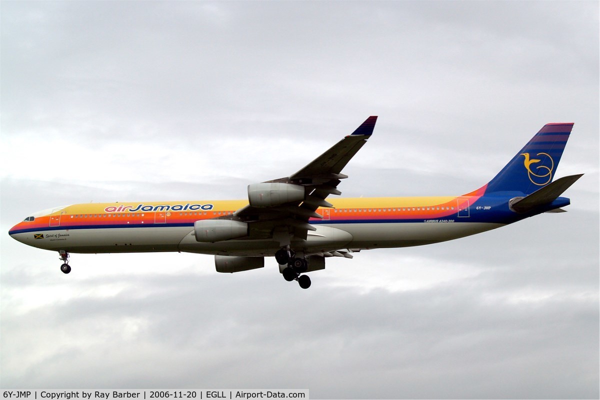 6Y-JMP, 1999 Airbus A340-313 C/N 257, Airbus A340-313X [257] (Air Jamaica) Heathrow~G 20/11/2006