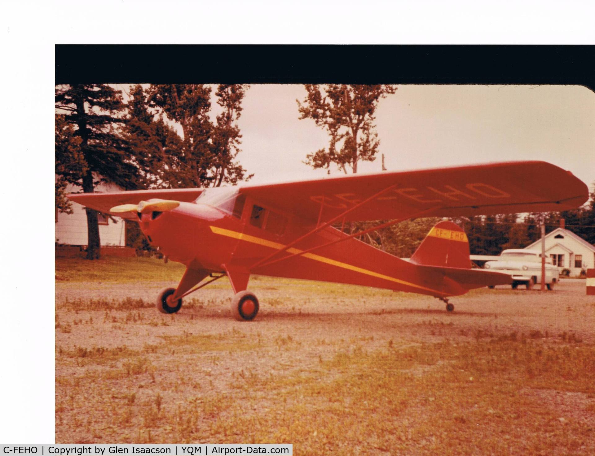 C-FEHO, 1946 Taylorcraft BC-12-D1X C/N 7778X, Rebuilt after crash landing, bought CF-EHO in 1957 or 58 in Moncton.
Wonderful little plane. Sold it in 1959.
