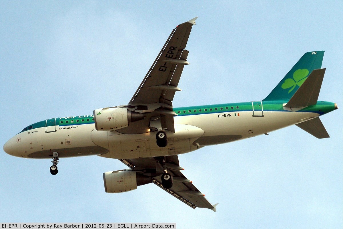 EI-EPR, 2007 Airbus A319-111 C/N 3169, Airbus A319-111 [3169] (Aer Lingus) Home~G 23/05/2012. On approach 27R.