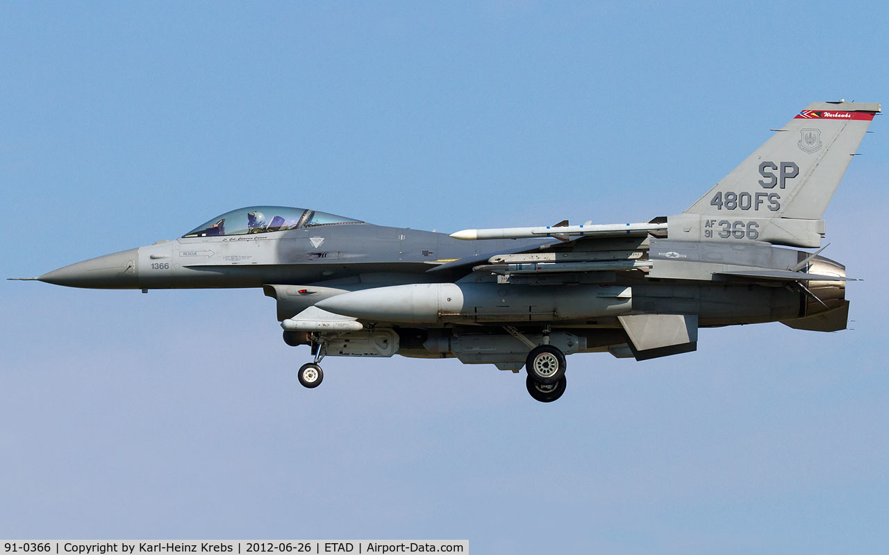 91-0366, 1991 General Dynamics F-16C Fighting Falcon C/N CC-64, US Air Force
