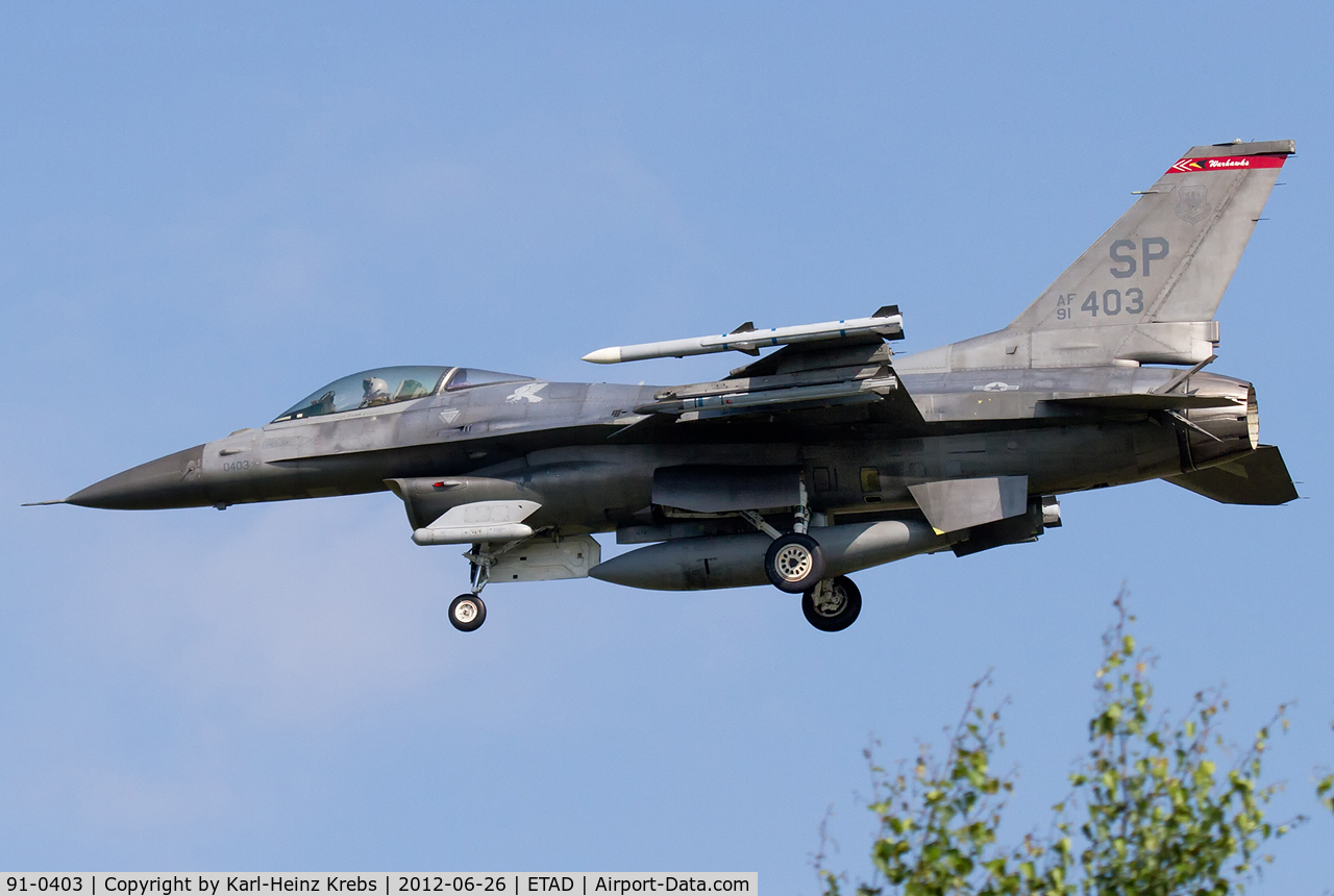 91-0403, General Dynamics F-16C Fighting Falcon C/N CC-101, US Air Force