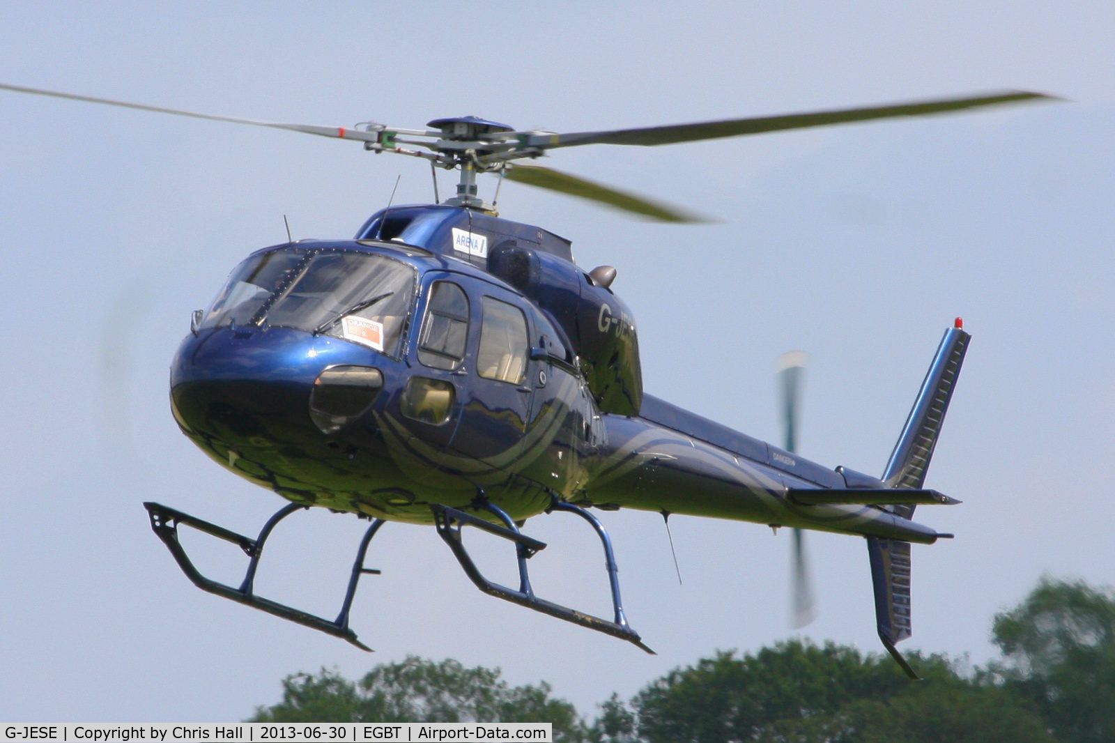 G-JESE, 1990 Aerospatiale AS-355F-2 Ecureuil 2 C/N 5169, being used for ferrying race fans to the British F1 Grand Prix at Silverstone