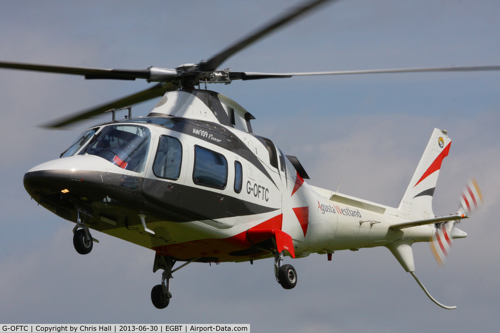 G-OFTC, 1999 Agusta A-109E Power C/N 11043, being used for ferrying race fans to the British F1 Grand Prix at Silverstone