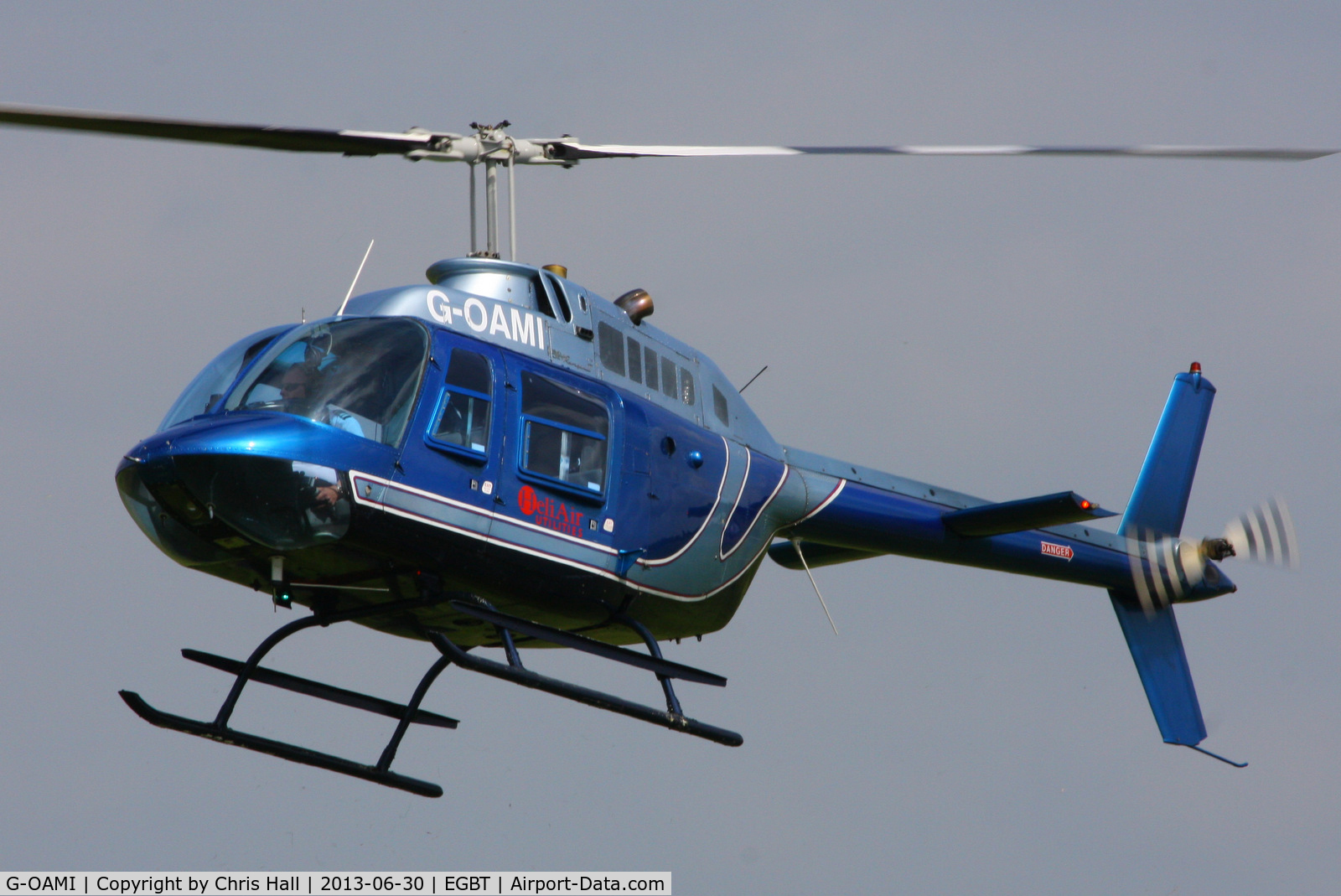 G-OAMI, 1968 Bell 206B JetRanger II C/N 464, being used for ferrying race fans to the British F1 Grand Prix at Silverstone