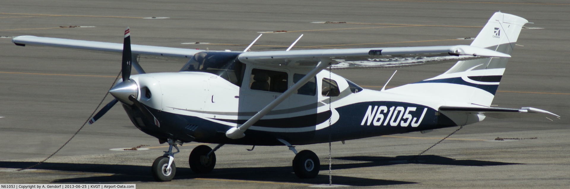N6105J, 2008 Cessna T206H Turbo Stationair C/N T20608813, Private (untitled), is parked at North Las Vegas(KVGT)