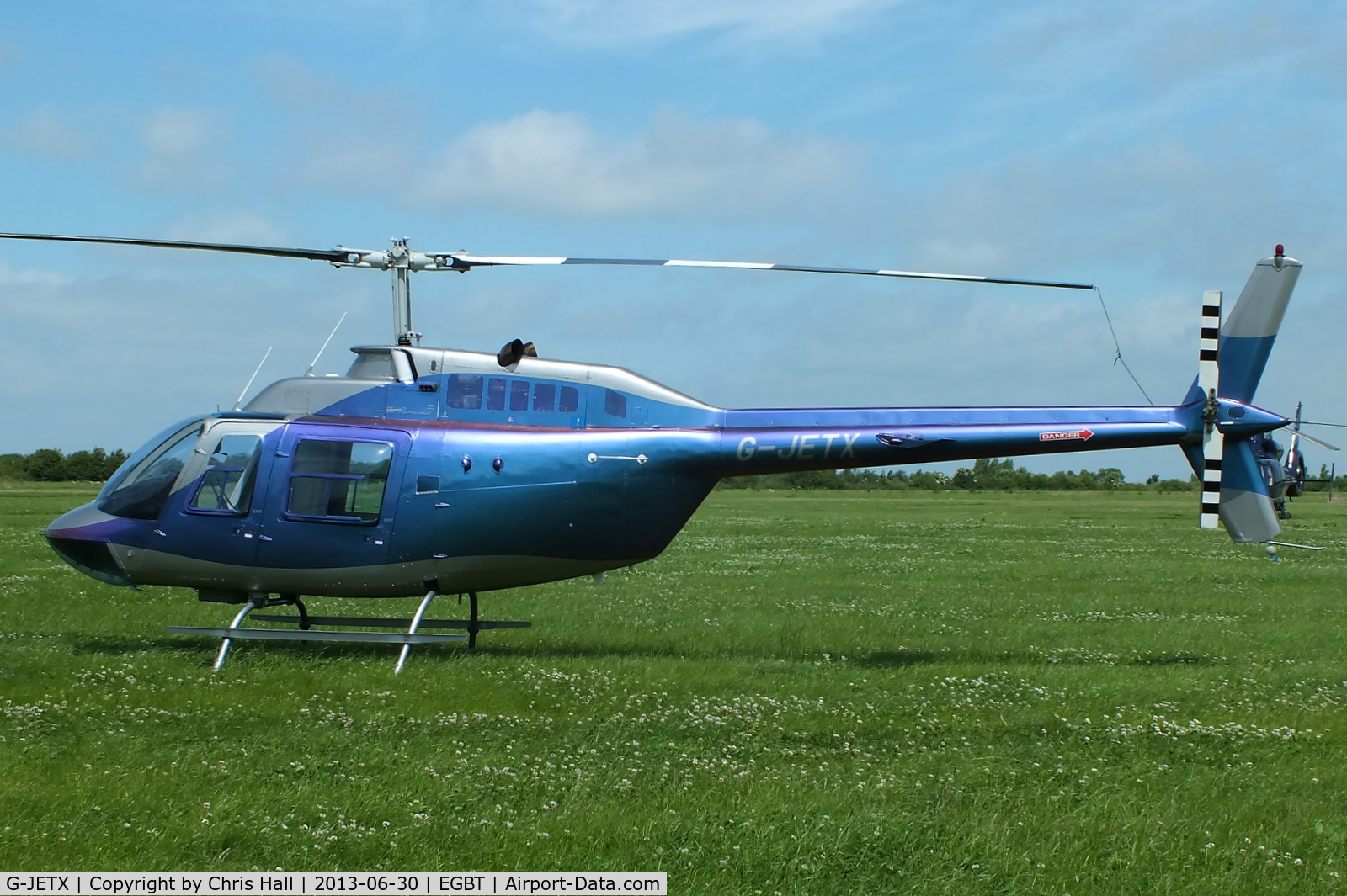 G-JETX, 1981 Bell 206B JetRanger III C/N 3208, being used for ferrying race fans to the British F1 Grand Prix at Silverstone