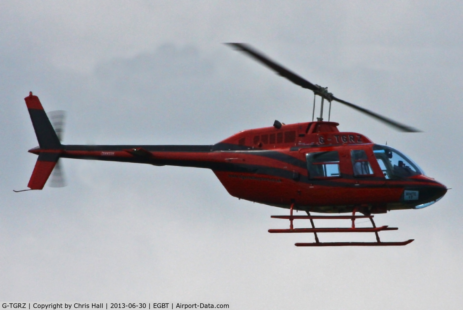 G-TGRZ, 1977 Bell 206B JetRanger II C/N 2288, being used for ferrying race fans to the British F1 Grand Prix at Silverstone