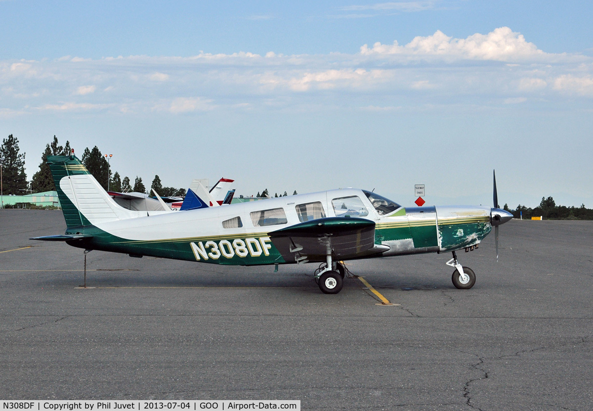 N308DF, Piper PA-32-300 Cherokee Six C/N 32-7840015, Parked at GOO on the Fourth of July, 2013.