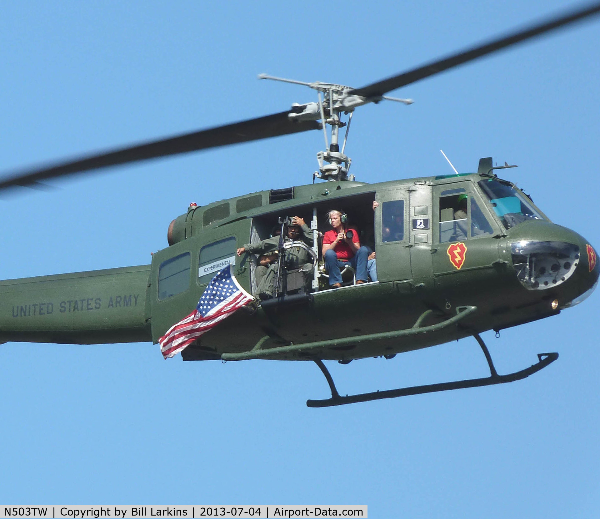 N503TW, 1965 Bell UH-1H C/N 65-09961, Doing a flyby as part of the 4th of July Parade at Pleasant Hill, CA.