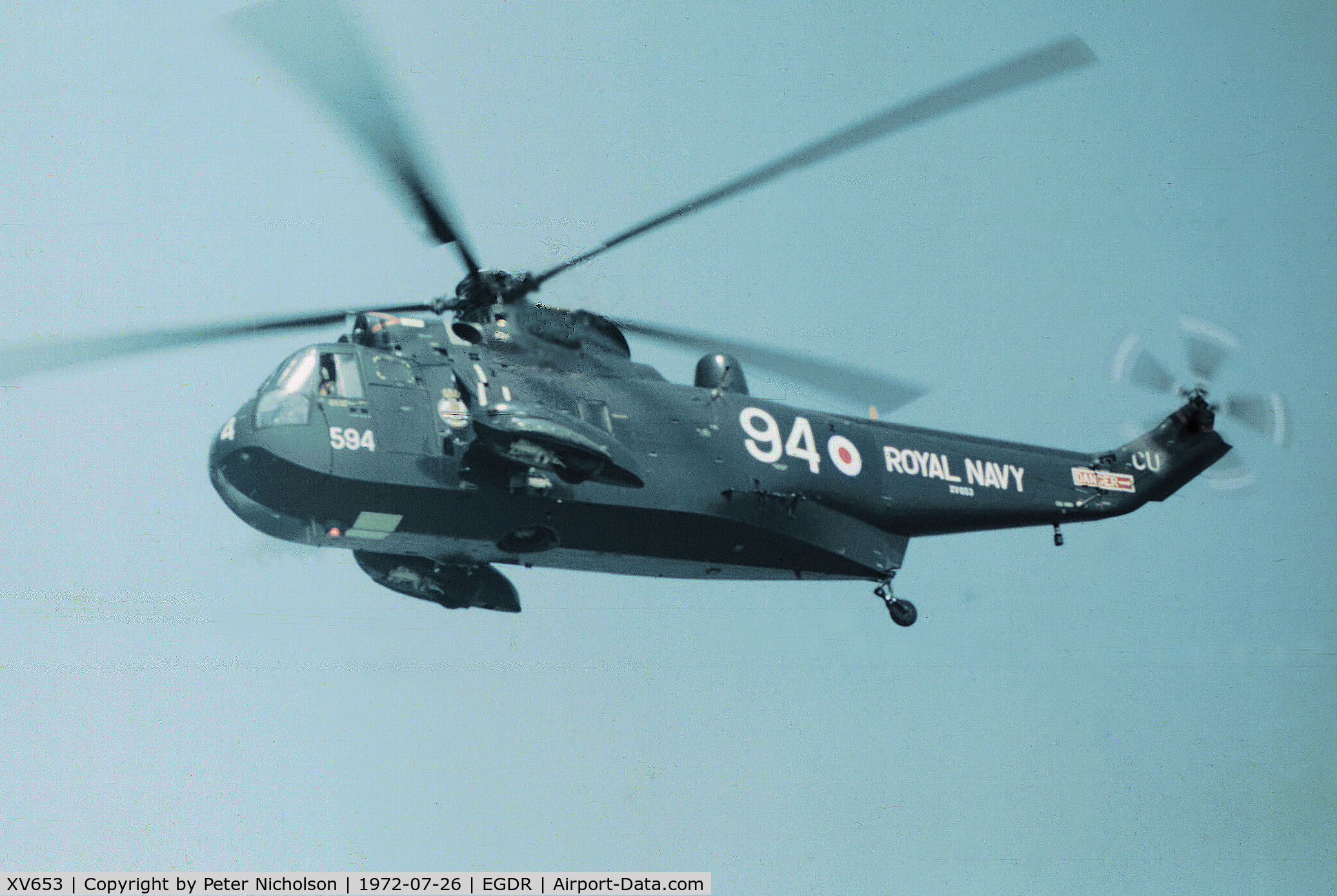 XV653, 1969 Westland Sea King HAS.1 C/N WA641, Sea King HAS.1 of 706 Squadron performing at the 1972 RNAS Culdrose Airshow.
