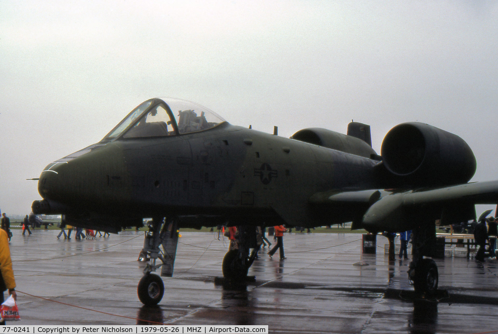 77-0241, 1977 Fairchild Republic A-10A Thunderbolt II C/N A10-0166, A-10A Thunderbolt II of the 81st Tactical Fighter Wing on display at the 1979 RAF Mildenhall Air Fete.