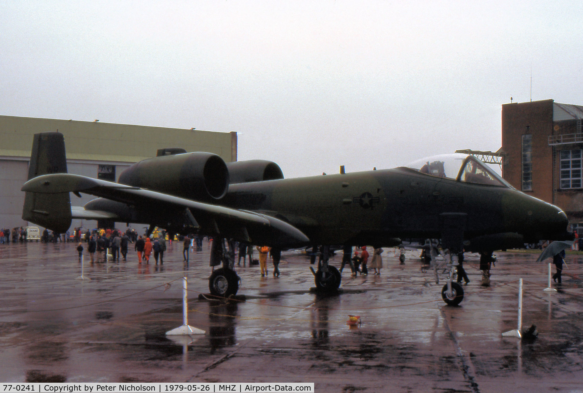 77-0241, 1977 Fairchild Republic A-10A Thunderbolt II C/N A10-0166, Another view of this 81st Tactical Fighter Wing A-10A Thunderbolt II on display at the 1979 RAF Mildenhall Air Fete.