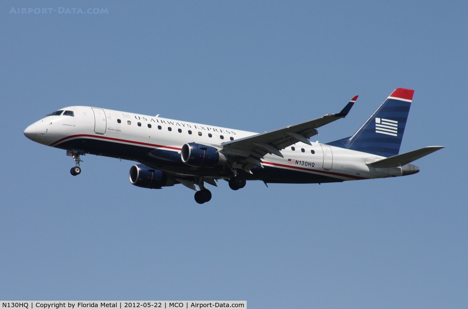 N130HQ, 2008 Embraer 175LR (ERJ-170-200LR) C/N 17000212, US Airways E175