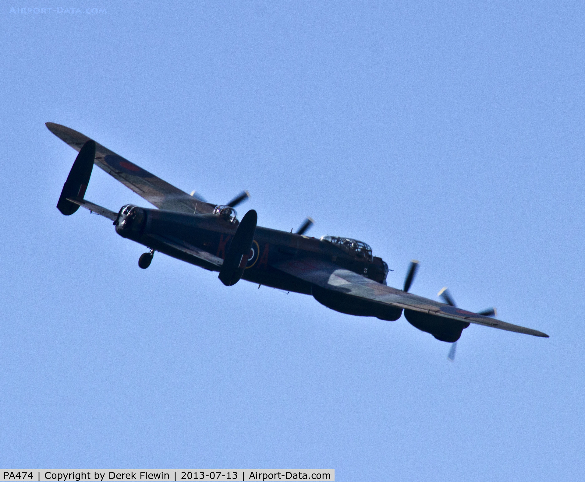 PA474, 1945 Avro 683 Lancaster B1 C/N VACH0052/D2973, BoBMF Lancaster B1 flying past our house whilst doing at isplay at the Wales National Airshow Swansea, Flight Crew for the day were, Capt: F/L Tim (Twigs) Dunlop / Co-Pilot: Fl Lt Loz Rushmere / Nav:Sqn Ldr Russ Russell / Air Eng: Flt Sgt Archie Moffatt.