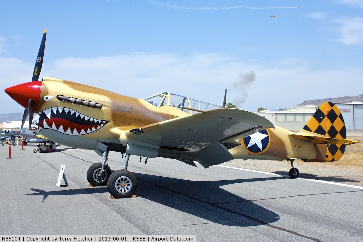 N85104, Curtiss P-40N-5CU Kittyhawk C/N 28954/F858, Static Park - 2013 Wings over Gillespie Airshow , San Diego , CA