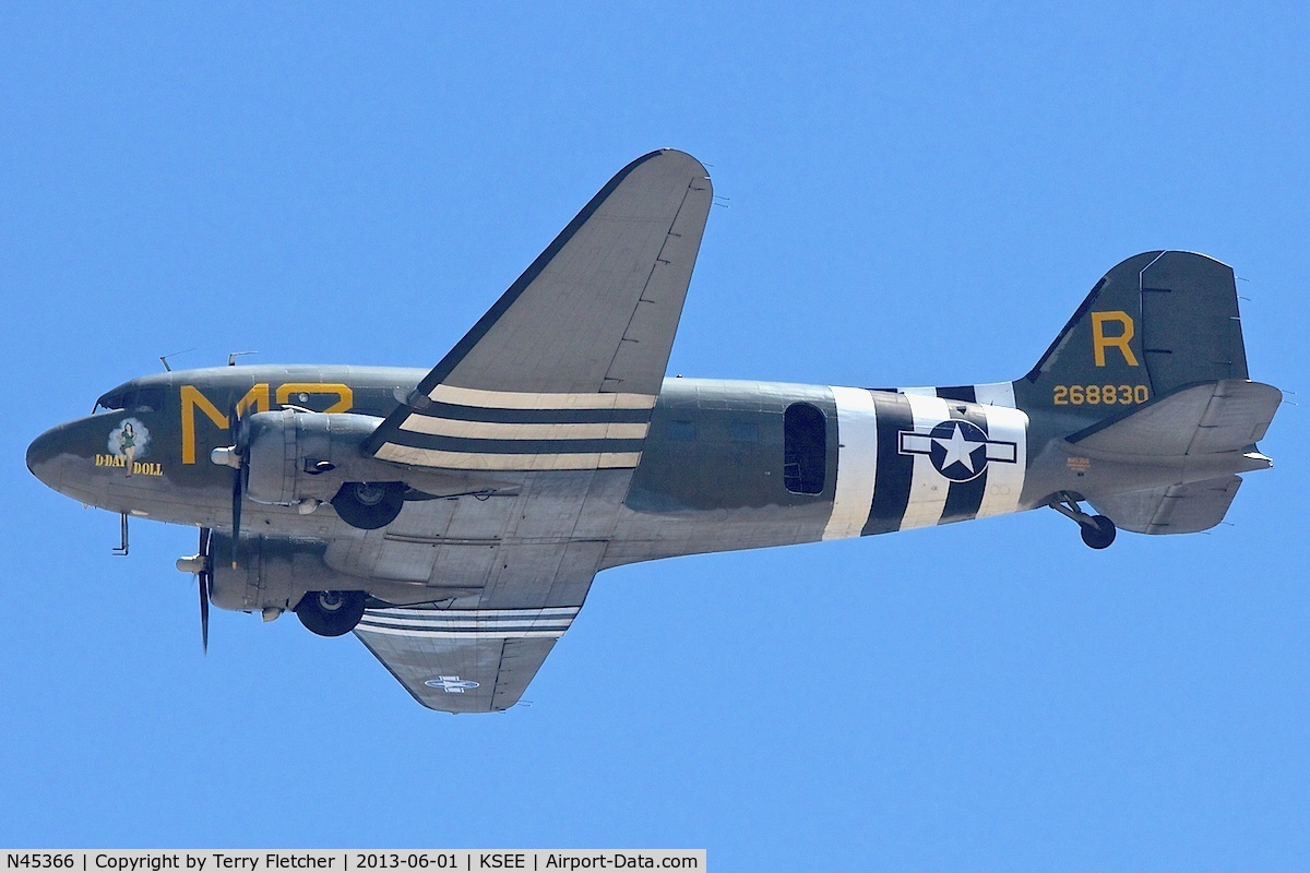 N45366, 1943 Douglas C-53D-DO Skytrooper (DC-3A) C/N 11757, At 2013 Wings Over Gillespie Airshow , San Diego , California