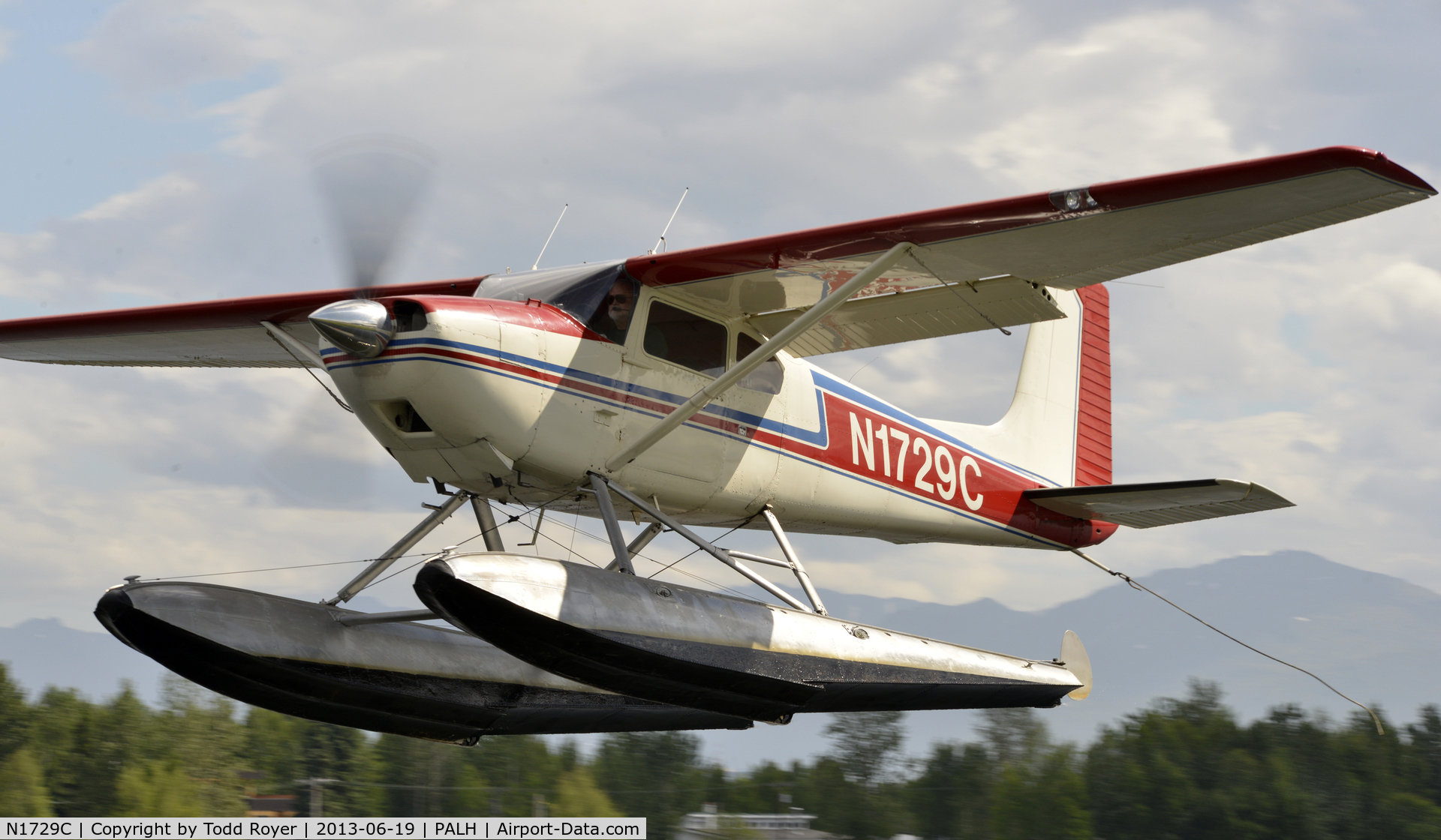 N1729C, 1953 Cessna 180 C/N 30429, Departing Lake Hood